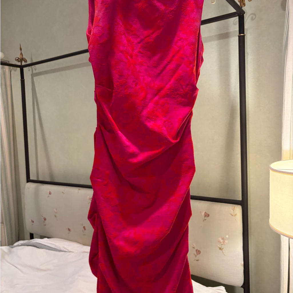 Hot Pink Ruched Evening Dress - Sara Campbell